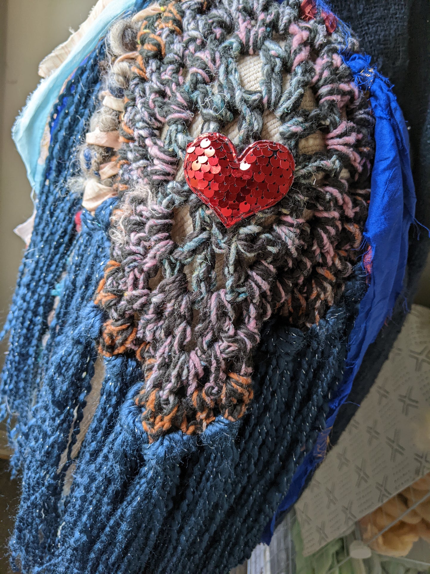 SHREDDED WINGS - freeform fiber festival upcycled free size wrap