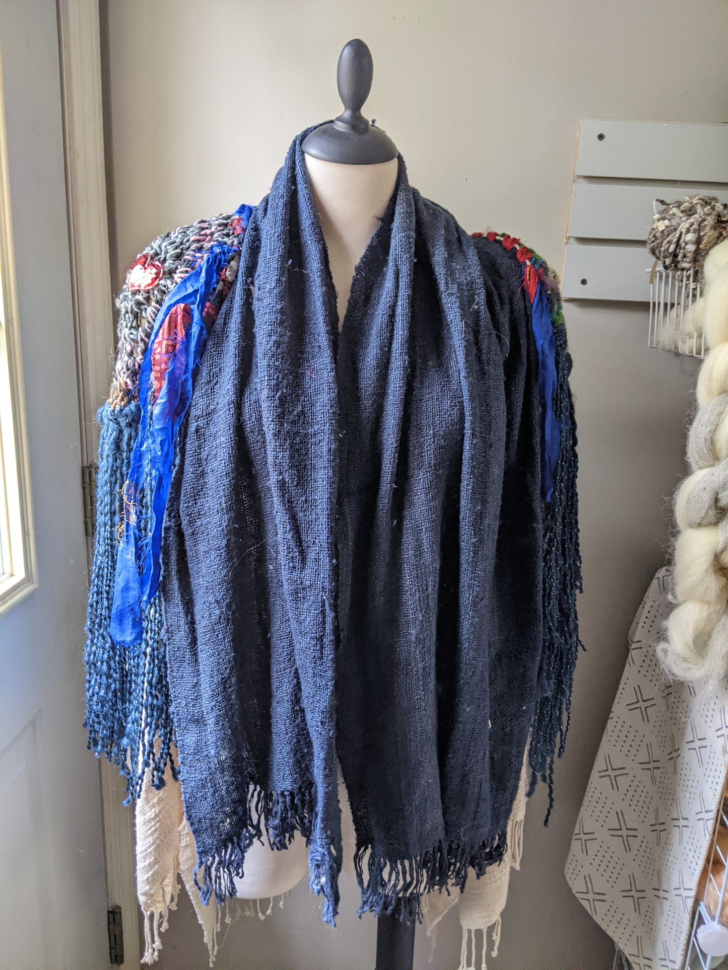 SHREDDED WINGS - freeform fiber festival upcycled free size wrap