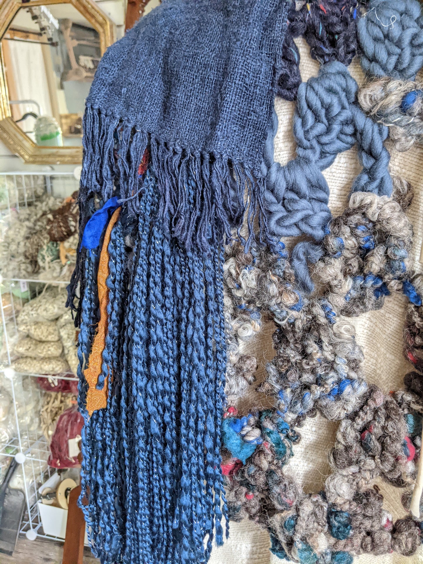SHREDDED WINGS - freeform fiber festival upcycled free size wrap