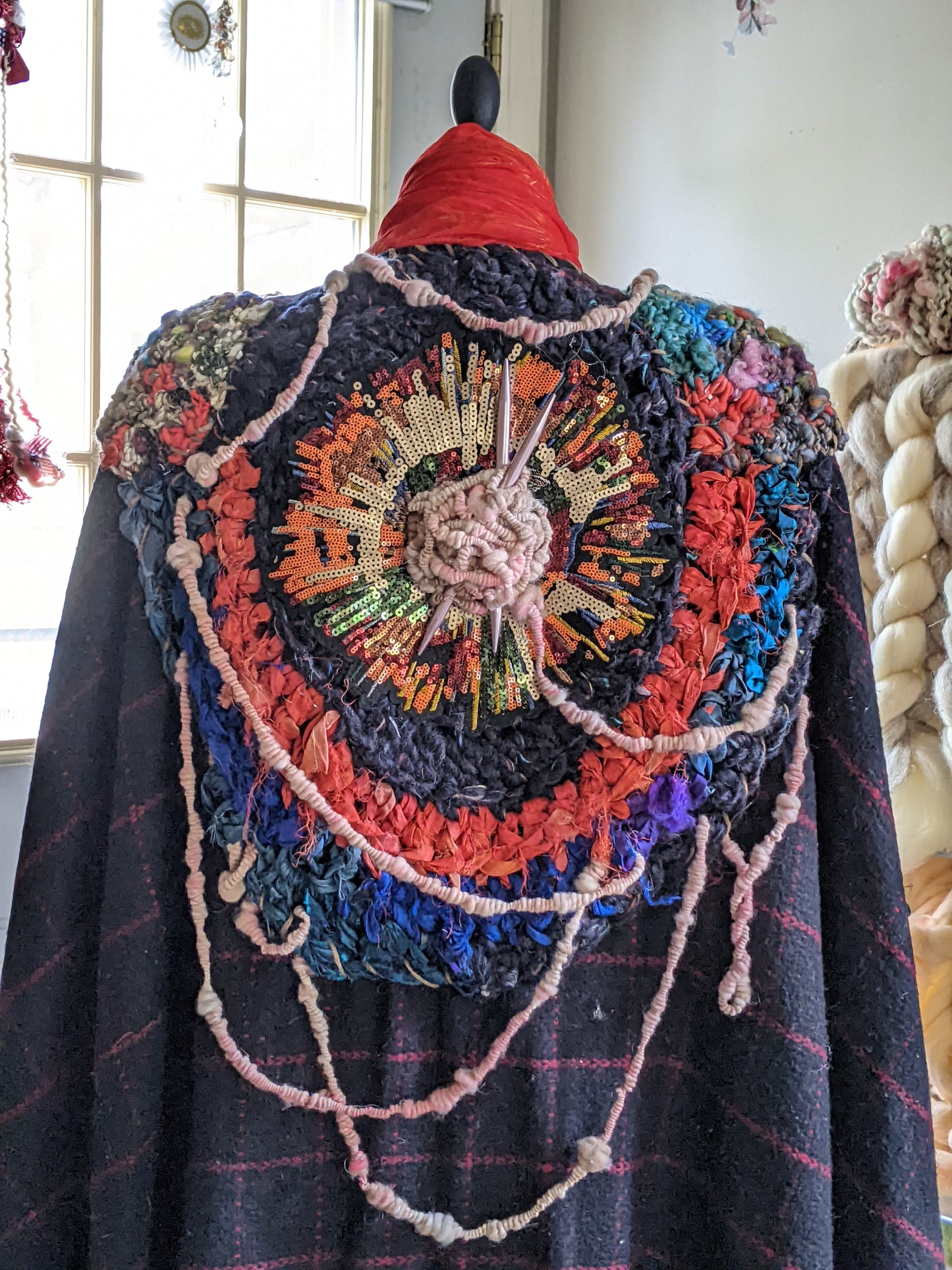 YARN-APOCALYPSE - freeform crochet fiber festival upcycled free size wrap