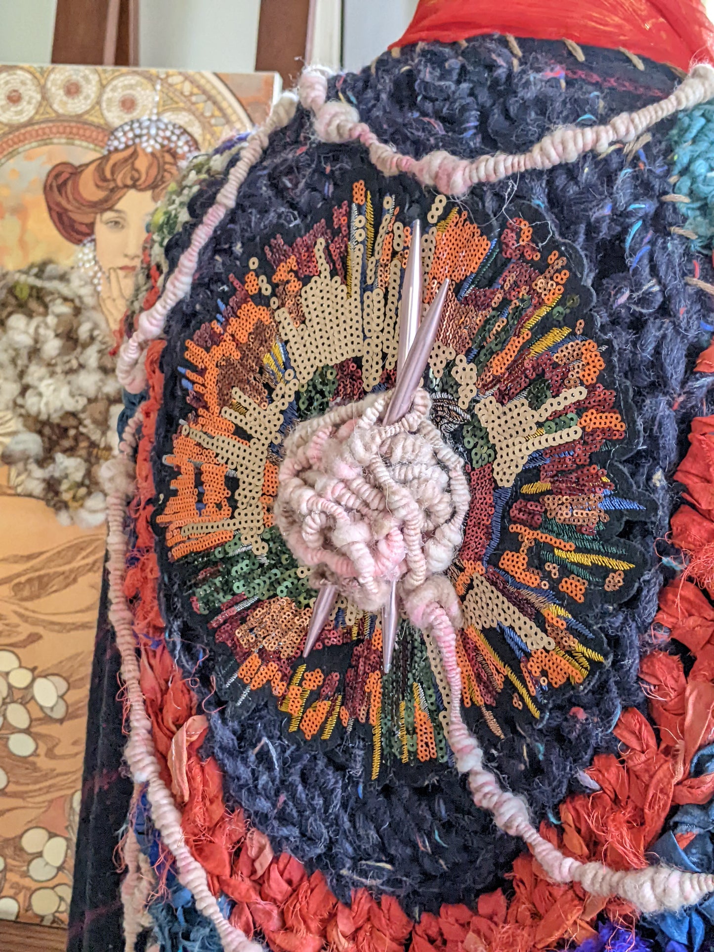 YARN-APOCALYPSE - freeform crochet fiber festival upcycled free size wrap