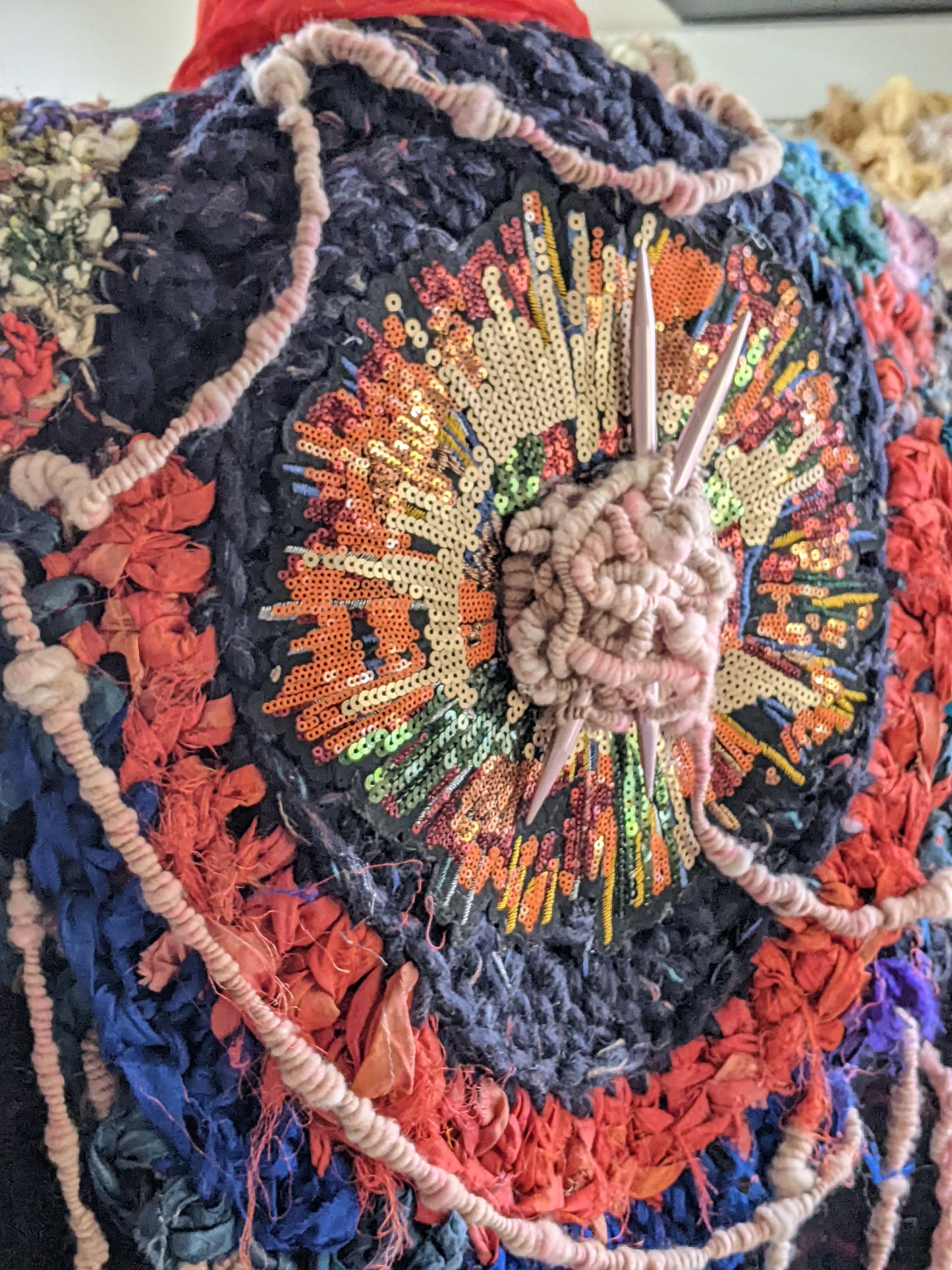 YARN-APOCALYPSE - freeform crochet fiber festival upcycled free size wrap