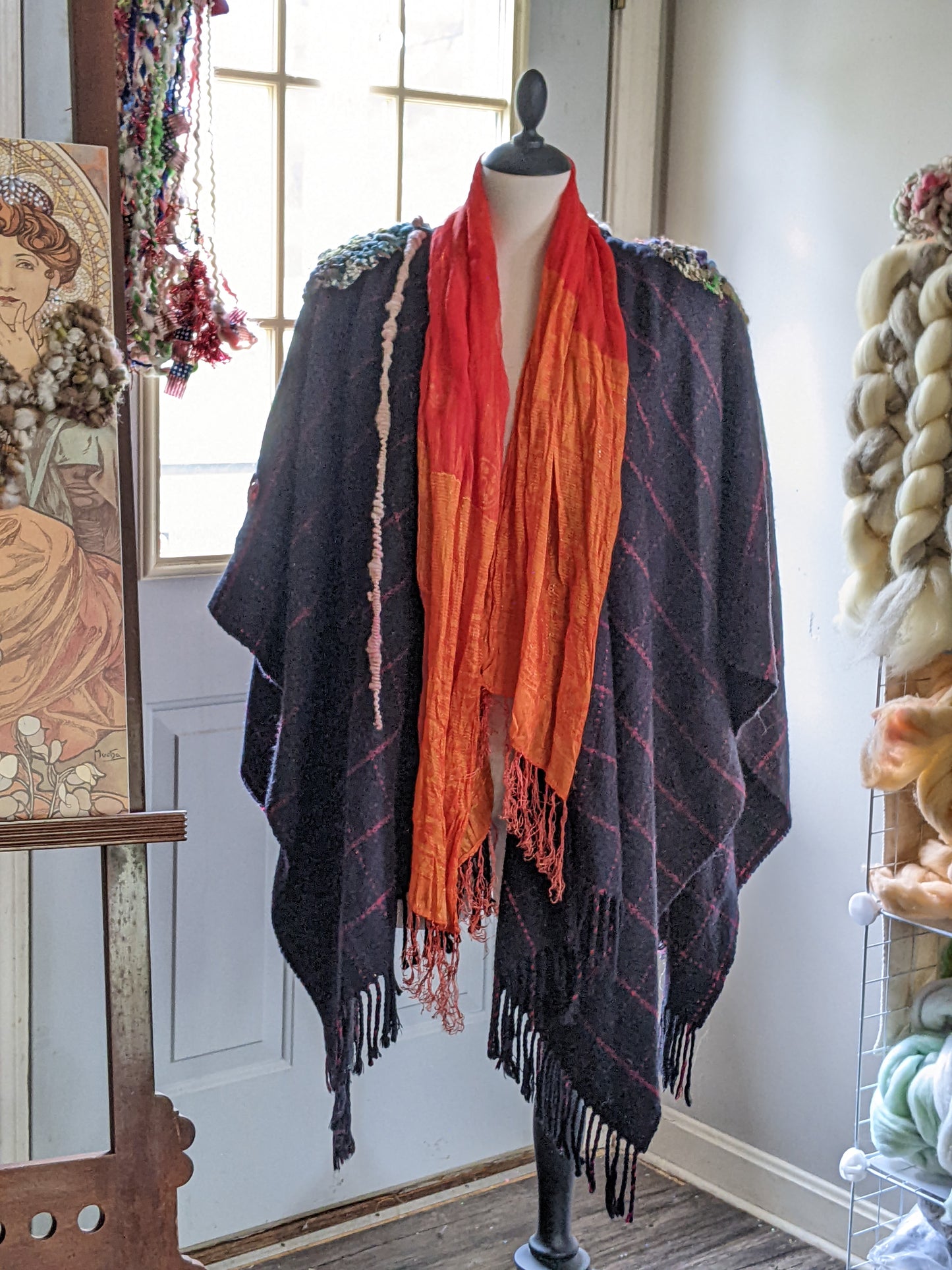 YARN-APOCALYPSE - freeform crochet fiber festival upcycled free size wrap