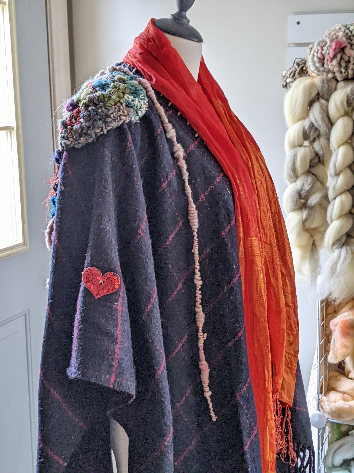 YARN-APOCALYPSE - freeform crochet fiber festival upcycled free size wrap