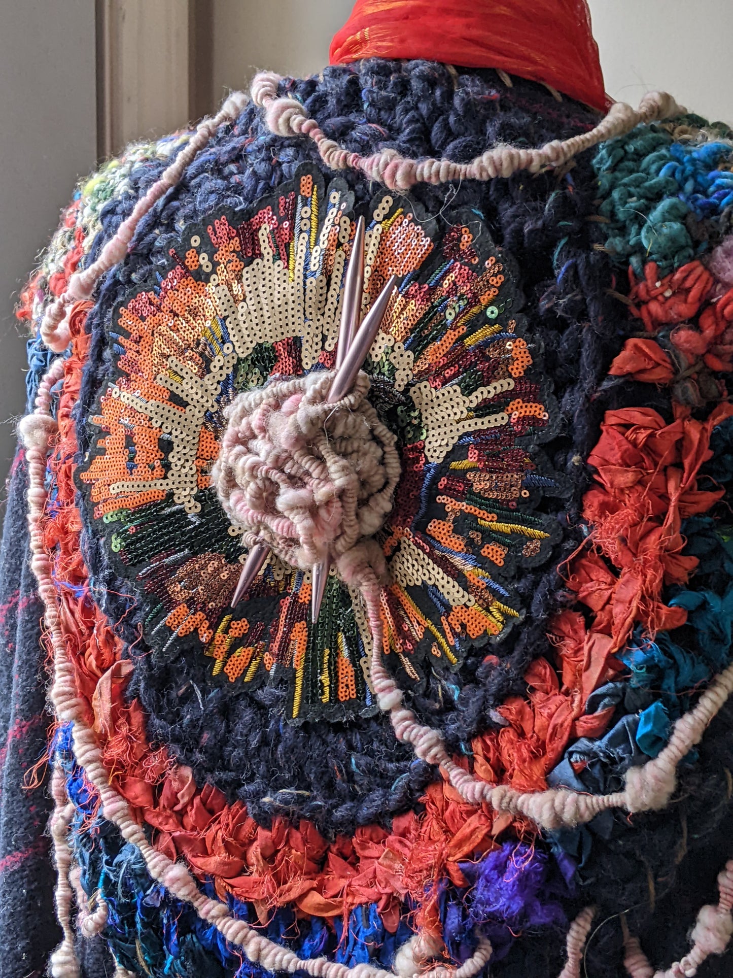YARN-APOCALYPSE - freeform crochet fiber festival upcycled free size wrap