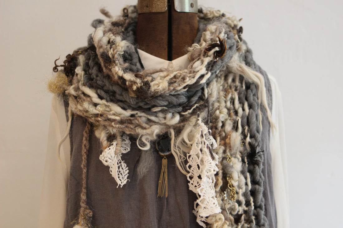STEAMPUNK Scarf (Free Handspun Knitting Pattern)