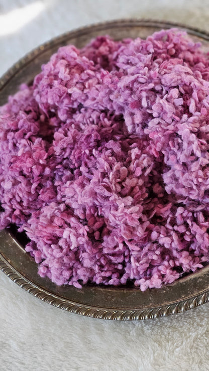 LILAC - rare hand-dyed cotton nepps for fiber blending, felting, and papermaking - 1 oz | 28 g