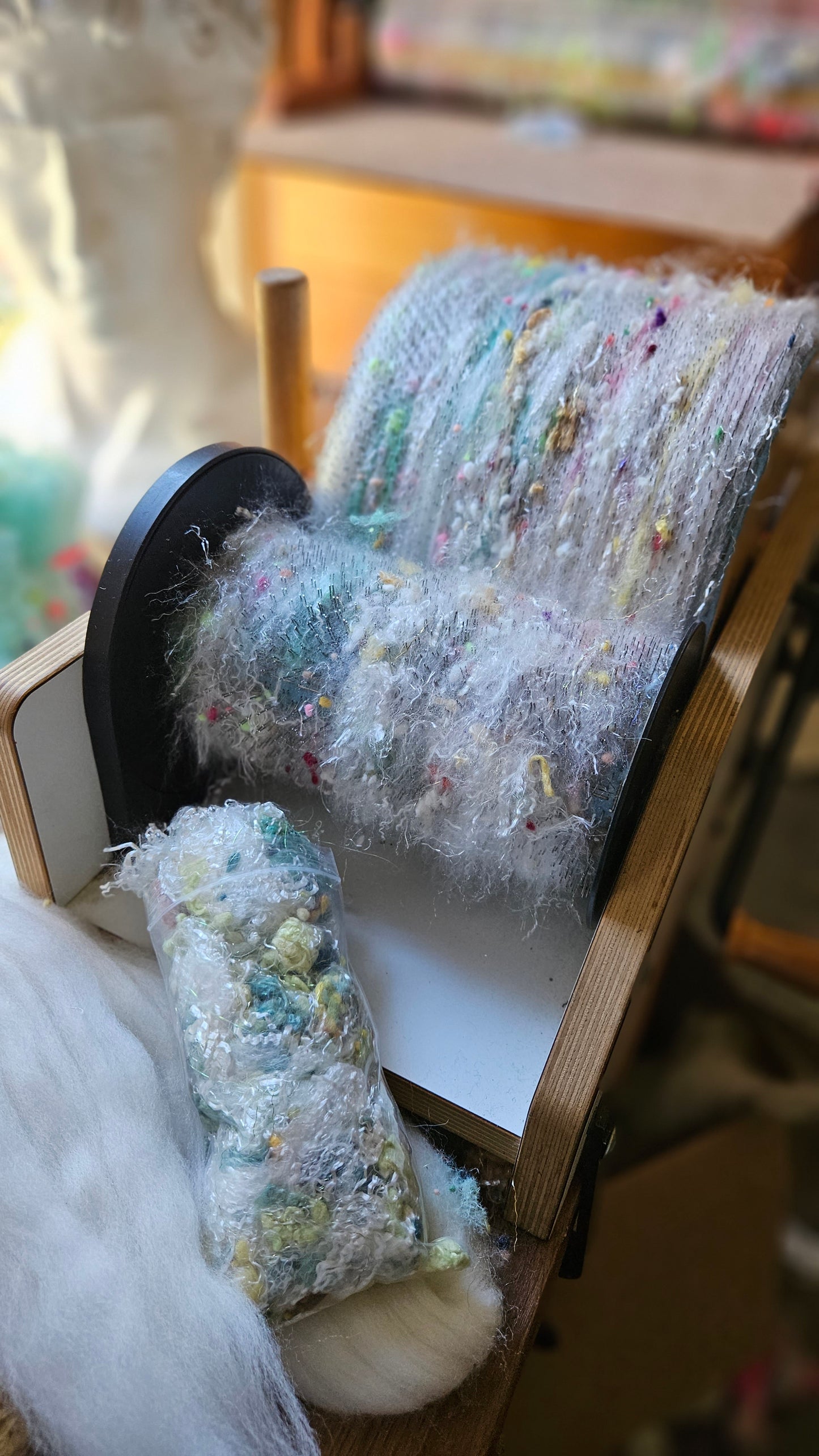 WHITE OPAL - faux silk limited edition hand-dyed fiber art texture for blending, felting, and papermaking - 2 oz | 57 g