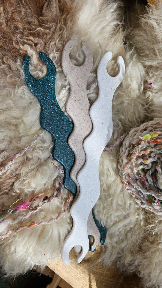 Handcrafted Wavy Art Weaving Shuttle Stick in Corian