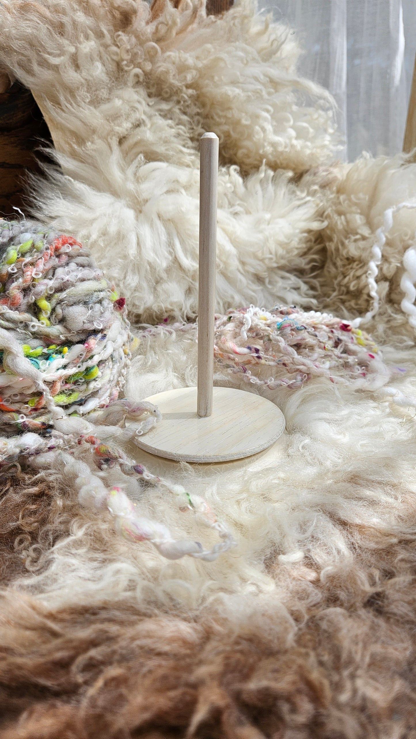 YARN CAKE SPINNER - hold your cakes of yarn while you knit or crochet - handmade in Corian - 4 inch base 1