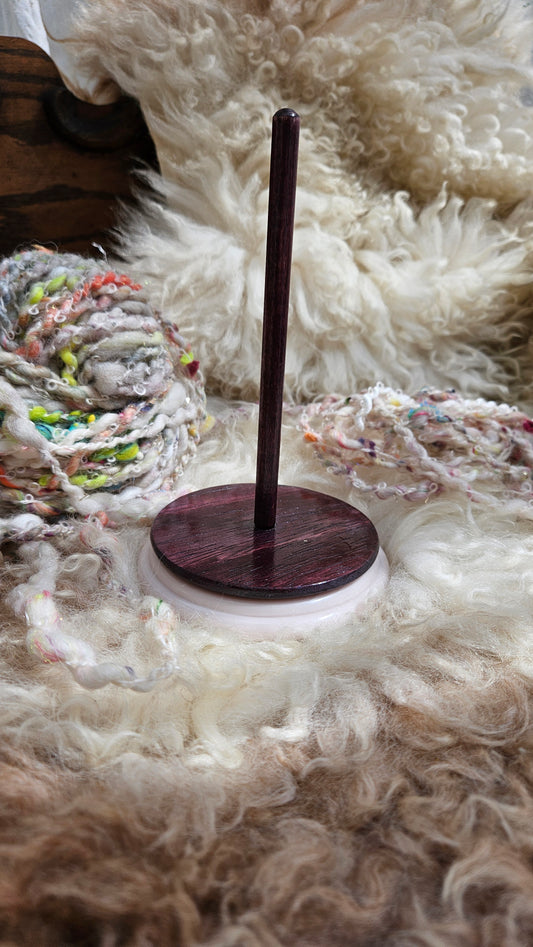 Handcrafted Yarn Bobbin Spinning Stand in Corian and Wood - S2