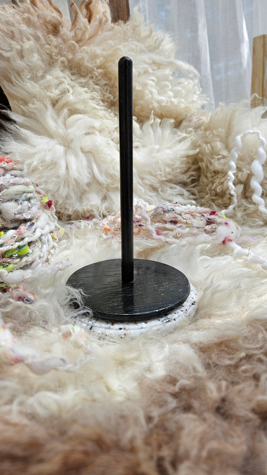 Handcrafted Yarn Bobbin Spinning Stand in Corian and Wood - S5