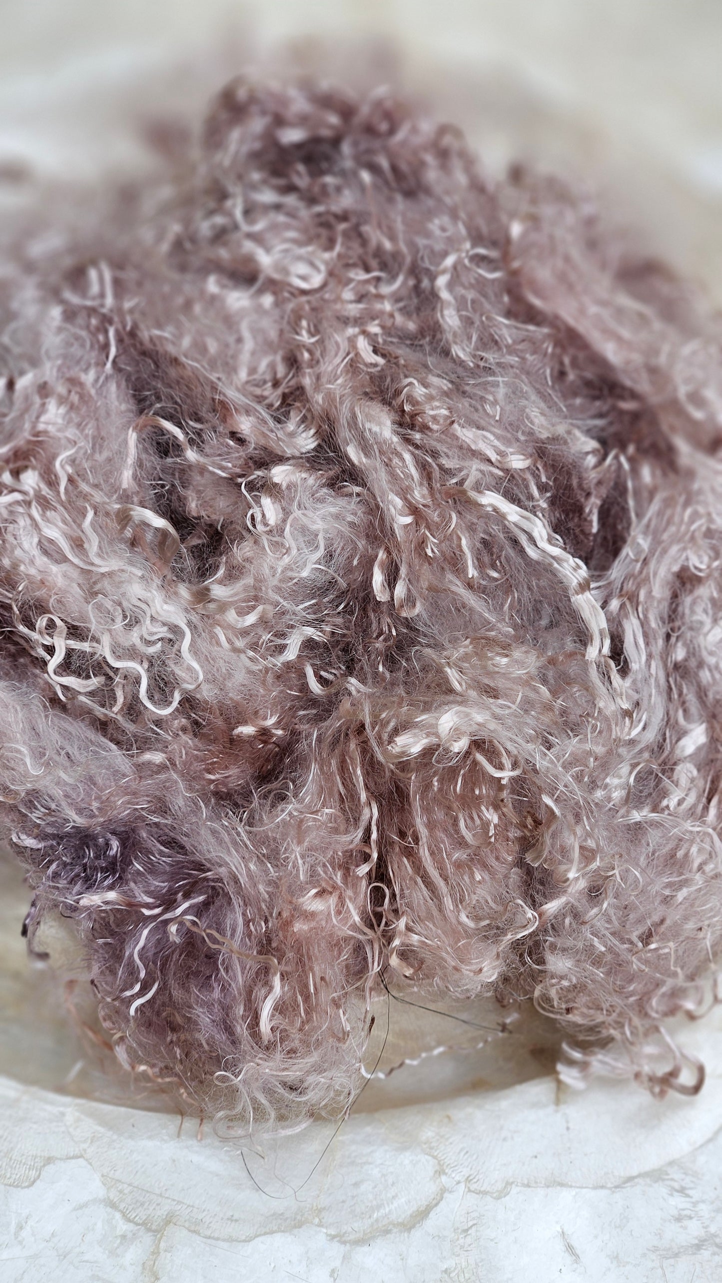 COOL ROSE GOLD Eucalyptus Crimp Hand Dyed Effects Fiber - 1 ounce