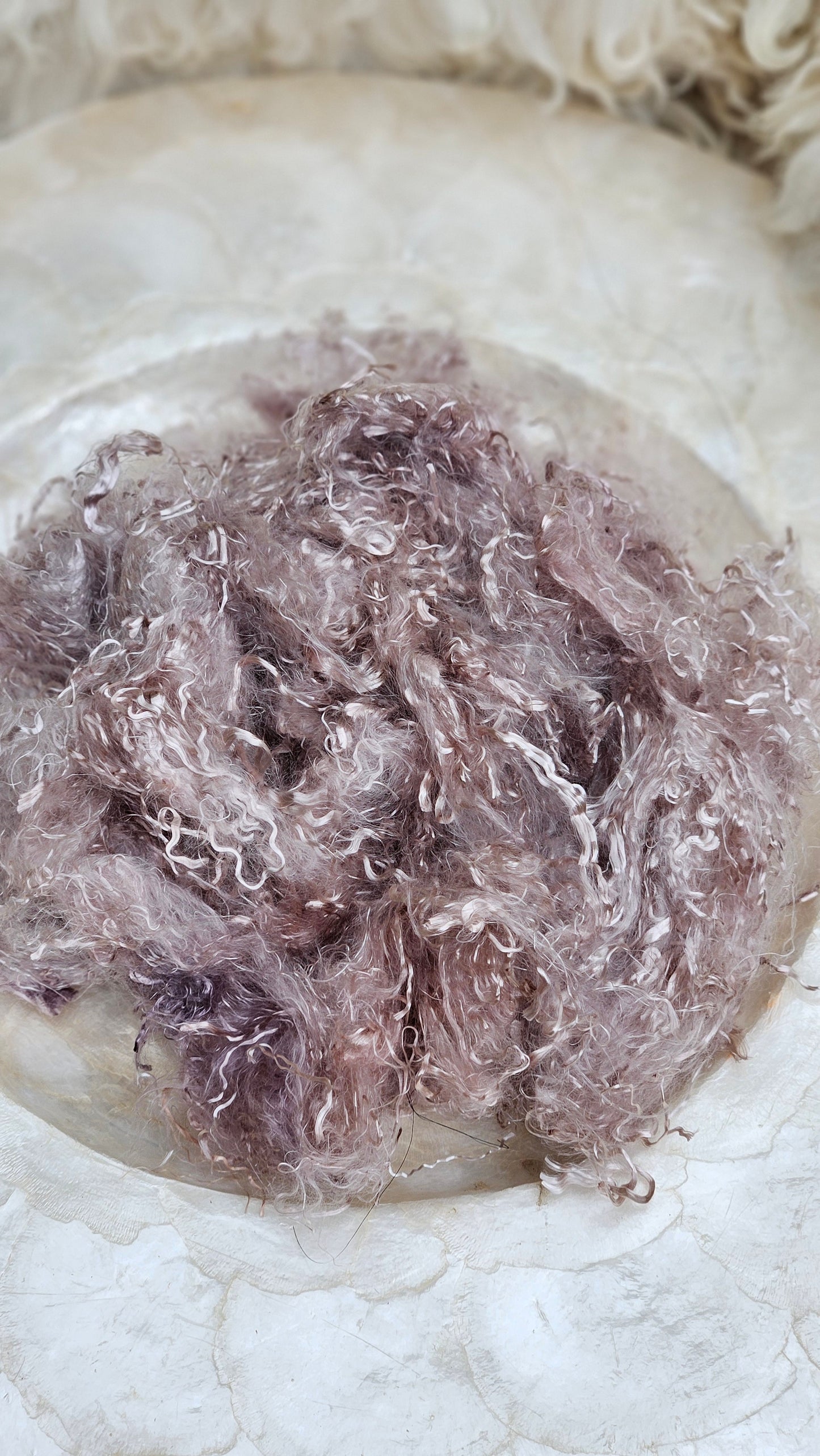 COOL ROSE GOLD Eucalyptus Crimp Hand Dyed Effects Fiber - 1 ounce