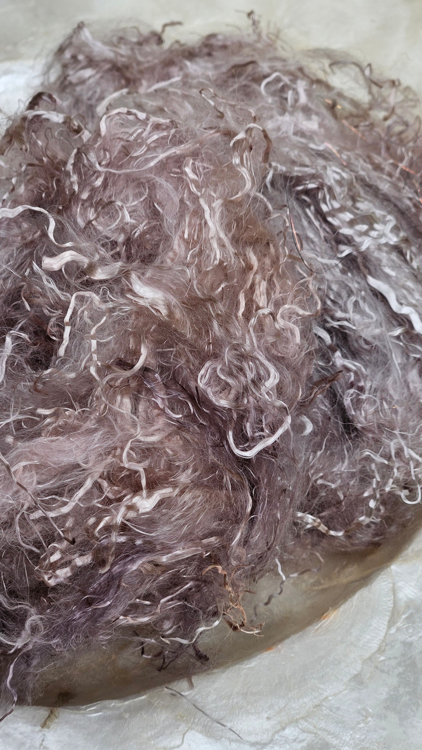 COOL ROSE GOLD Eucalyptus Crimp Hand Dyed Effects Fiber - 1 ounce