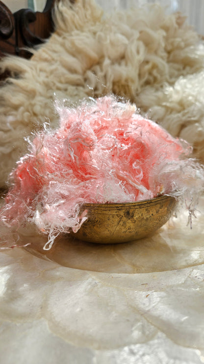ROSE QUARTZ - hand-dyed eucalyptus crimp faux-silk for art yarn embellishing, fiber blending, felting, and papermaking - 2 oz | 57 g