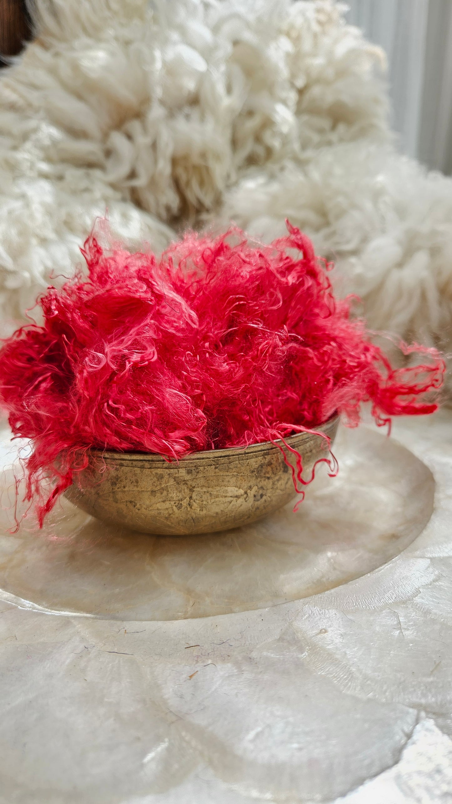 RUBY - hand-dyed eucalyptus crimp faux-silk for art yarn embellishing, fiber blending, felting, and papermaking - 2 oz | 57 g