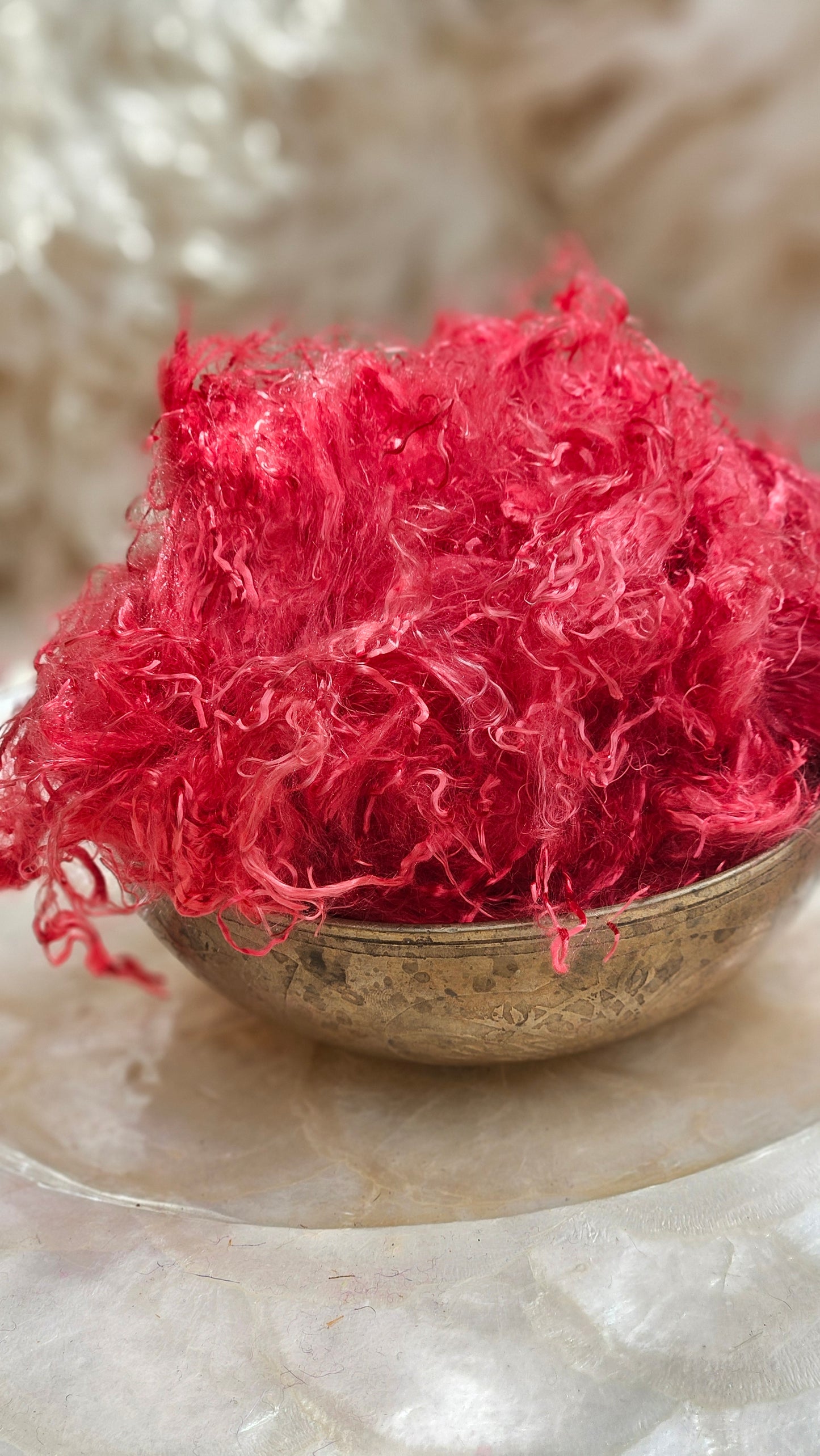 RUBY - hand-dyed eucalyptus crimp faux-silk for art yarn embellishing, fiber blending, felting, and papermaking - 2 oz | 57 g