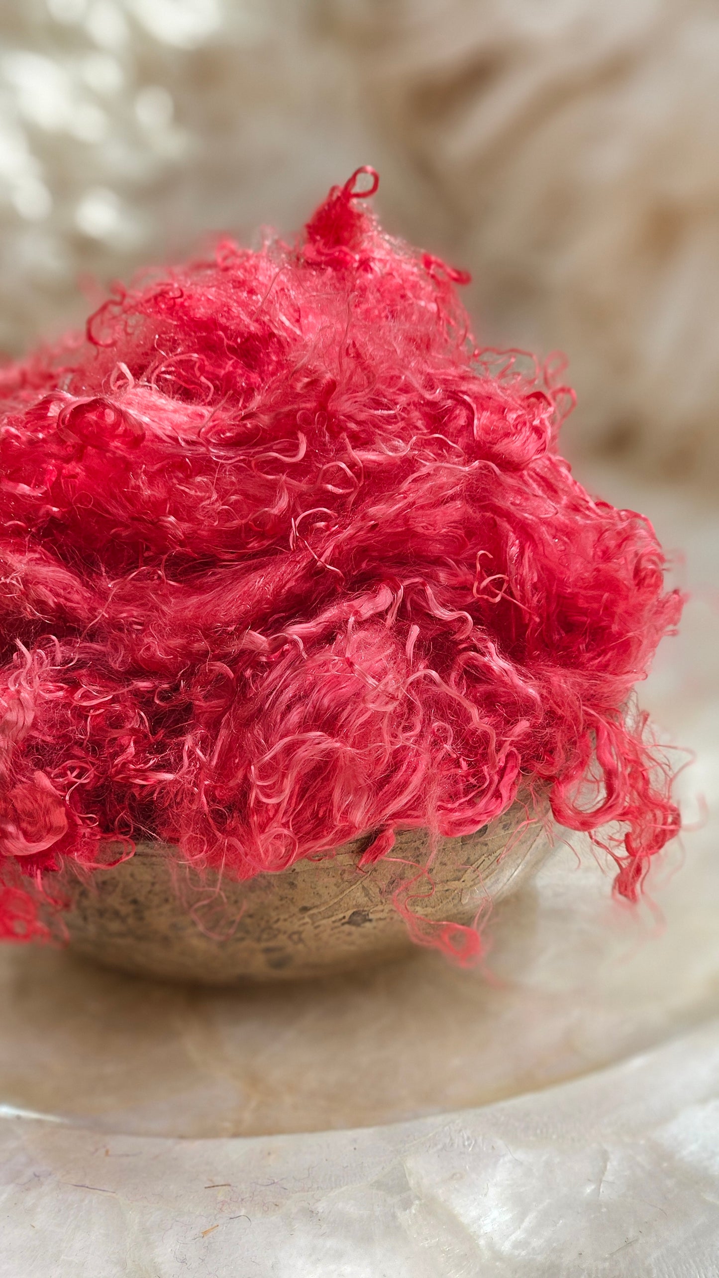 RUBY - hand-dyed eucalyptus crimp faux-silk for art yarn embellishing, fiber blending, felting, and papermaking - 2 oz | 57 g