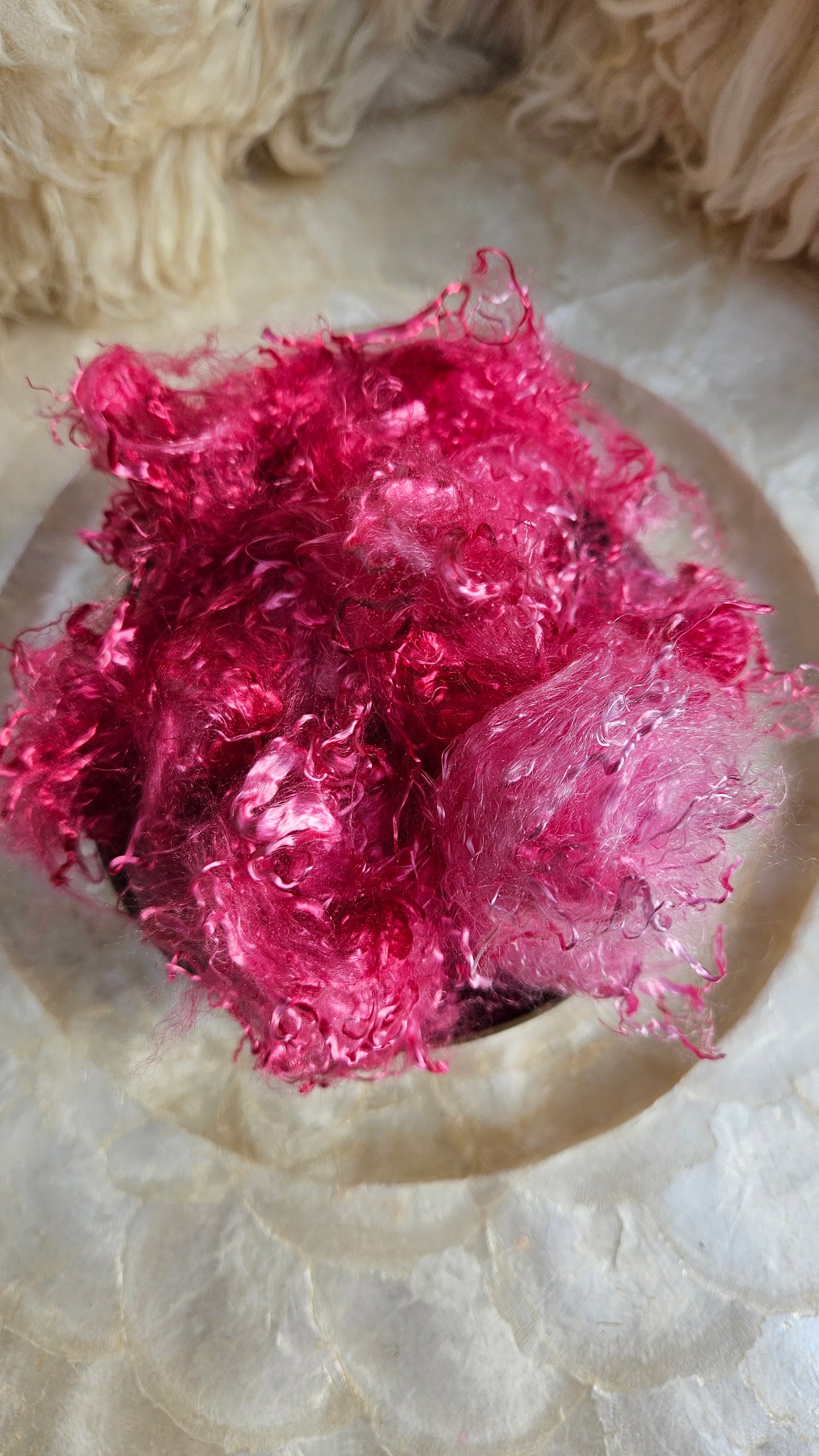 RHODOLITE - hand-dyed eucalyptus crimp faux-silk for art yarn embellishing, fiber blending, felting, and papermaking - 2 oz | 57 g