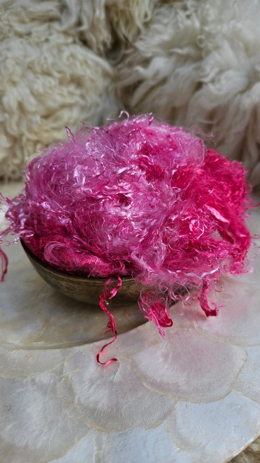 RHODOLITE - hand-dyed eucalyptus crimp faux-silk for art yarn embellishing, fiber blending, felting, and papermaking - 2 oz | 57 g