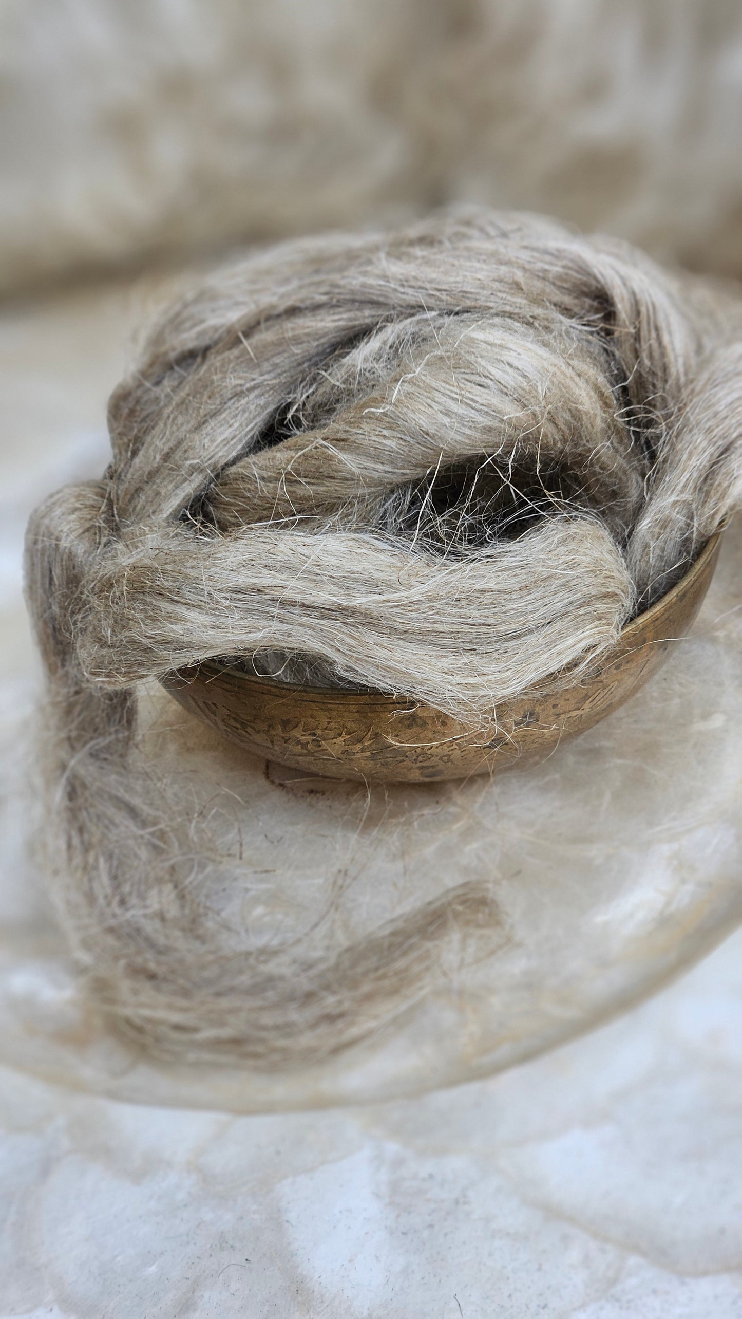NATURAL TAN Dyed Flax Linen Roving - 1 ounce