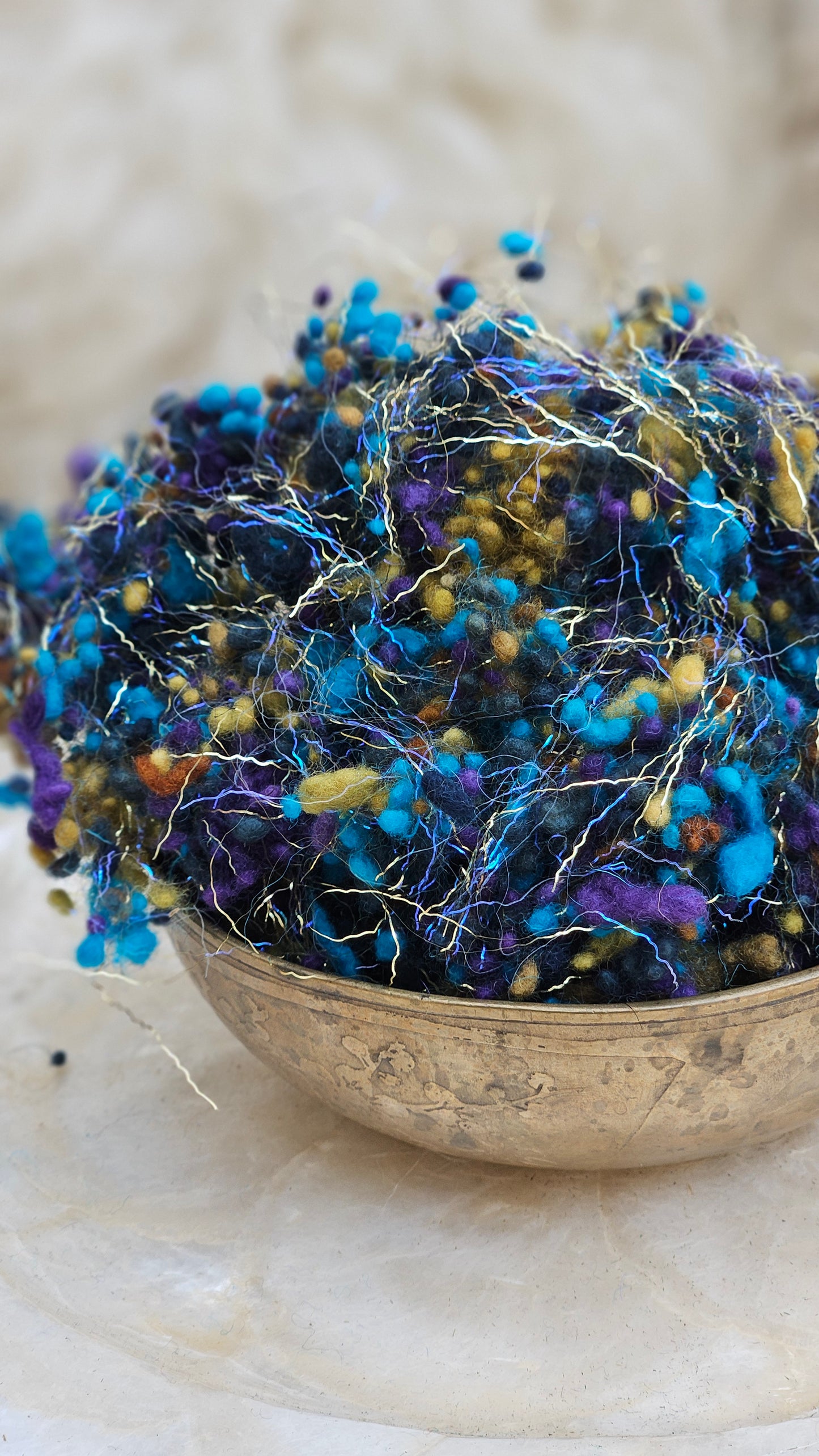 RAVENNA GOLD - hand-dyed fine wool nepps with Angelina sparkle for fiber blending and felting - 1 oz | 28 g