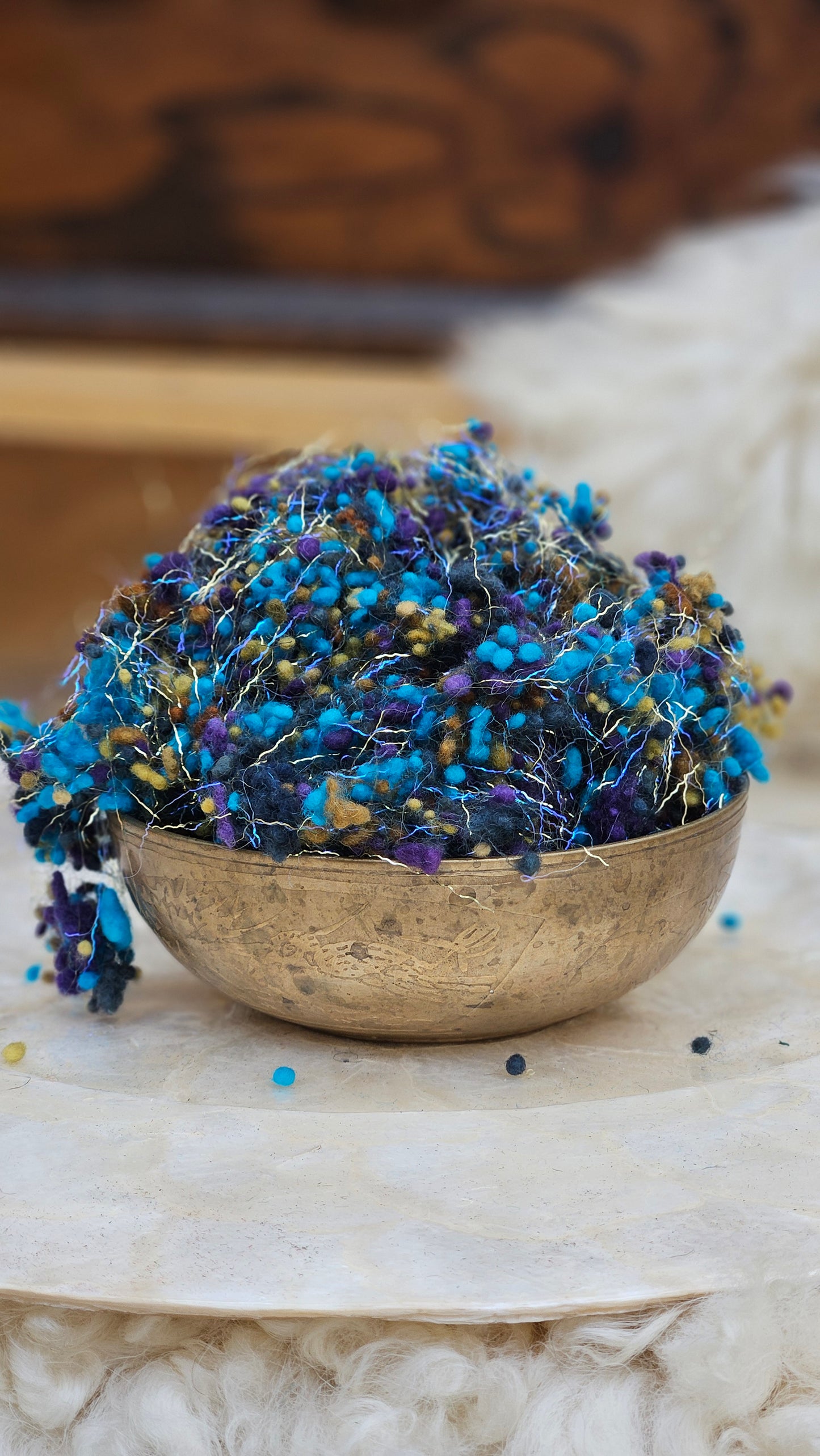 RAVENNA GOLD - hand-dyed fine wool nepps with Angelina sparkle for fiber blending and felting - 1 oz | 28 g