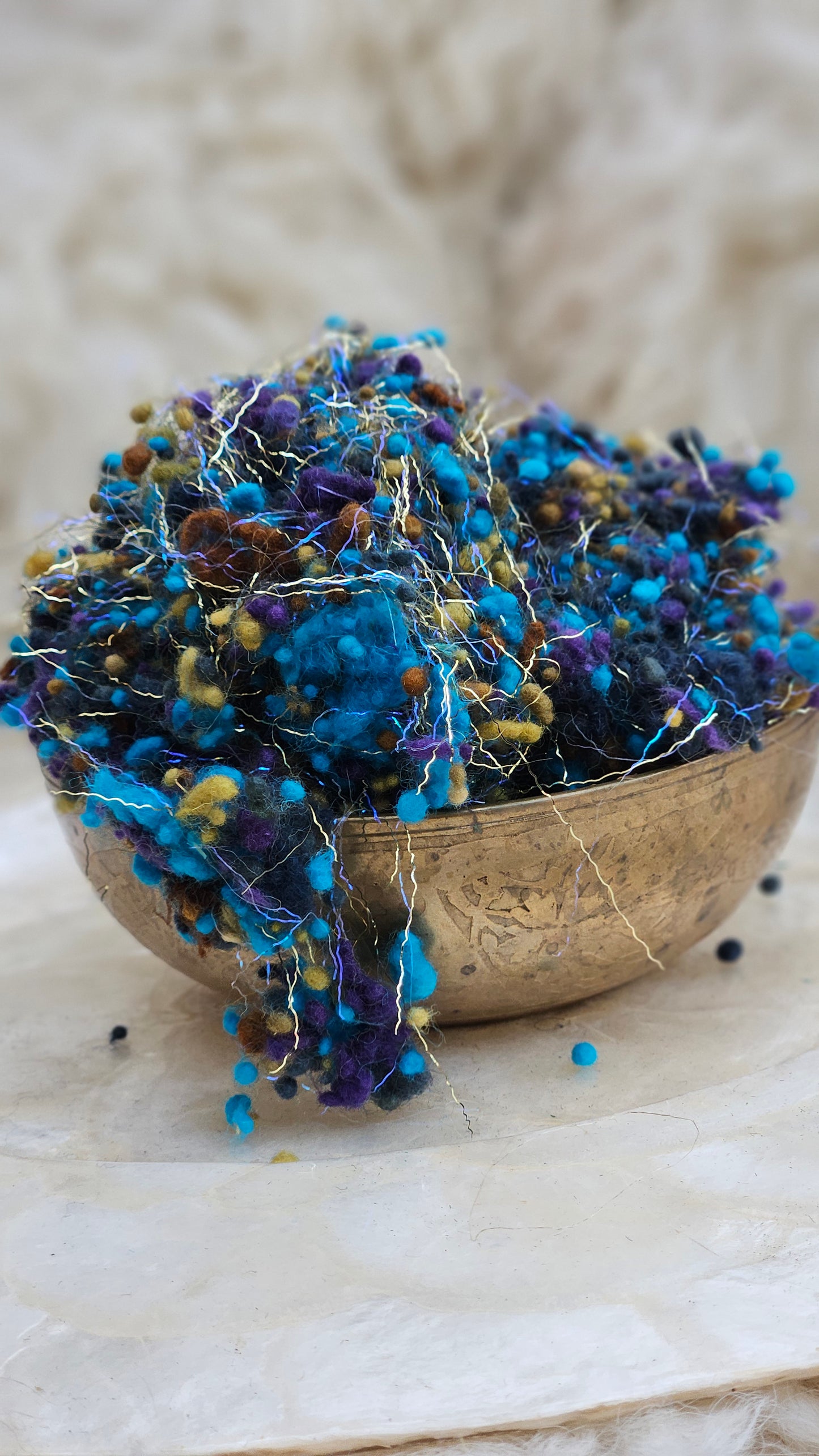 RAVENNA GOLD - hand-dyed fine wool nepps with Angelina sparkle for fiber blending and felting - 1 oz | 28 g