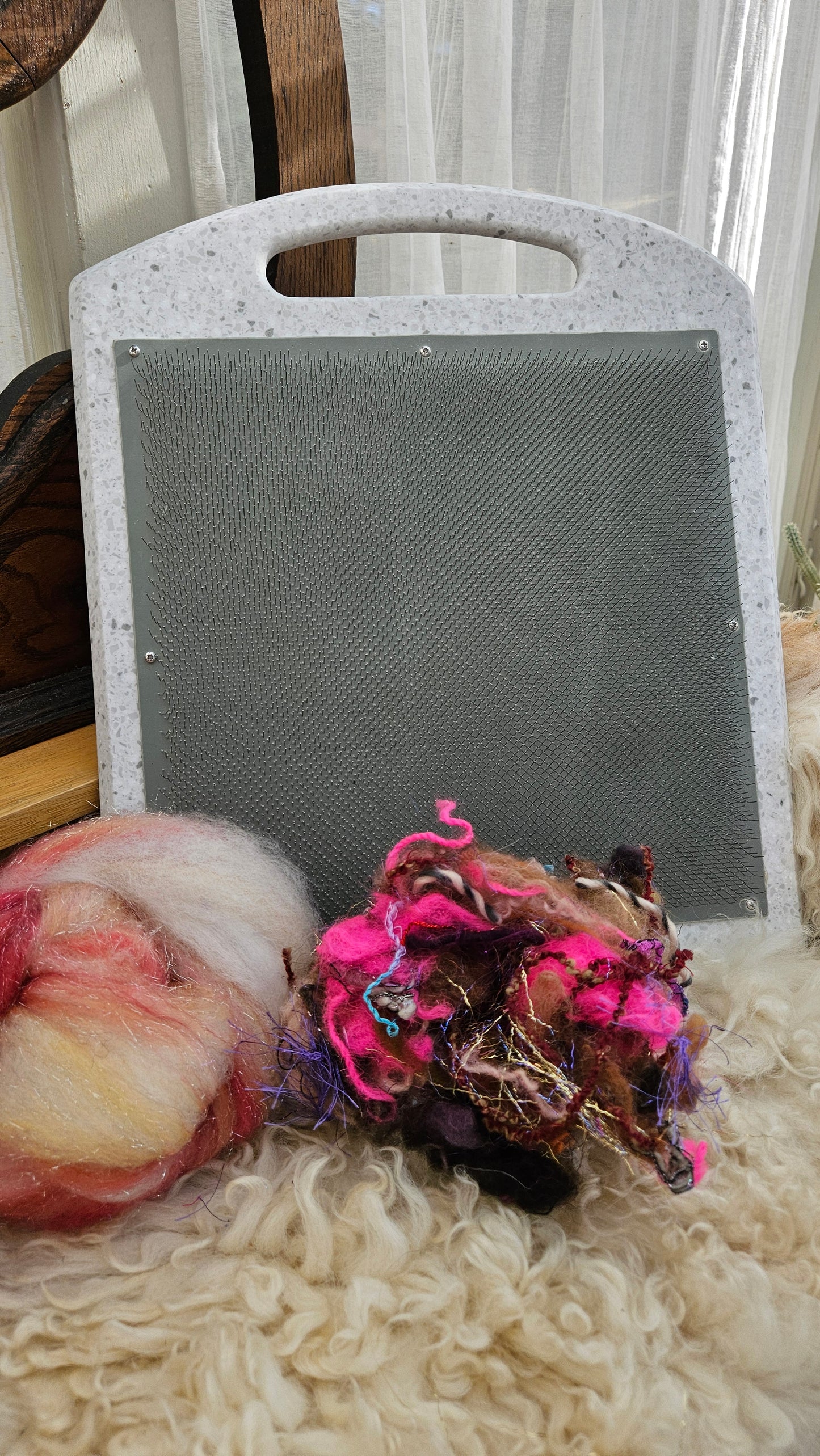 BLENDING BOARD - handcrafted Corian 72 TPI 12x12 blending board for blending fibers into batts and rolags - X-Large | 12WHT