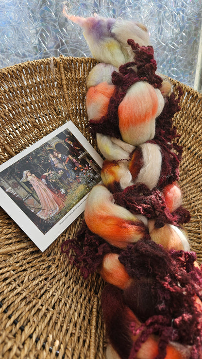 ART ROVING - hand-dyed Polwarth Alpaca BFL - Waterhouse Miranda and the Tempest Collection 116 - 3.4 oz