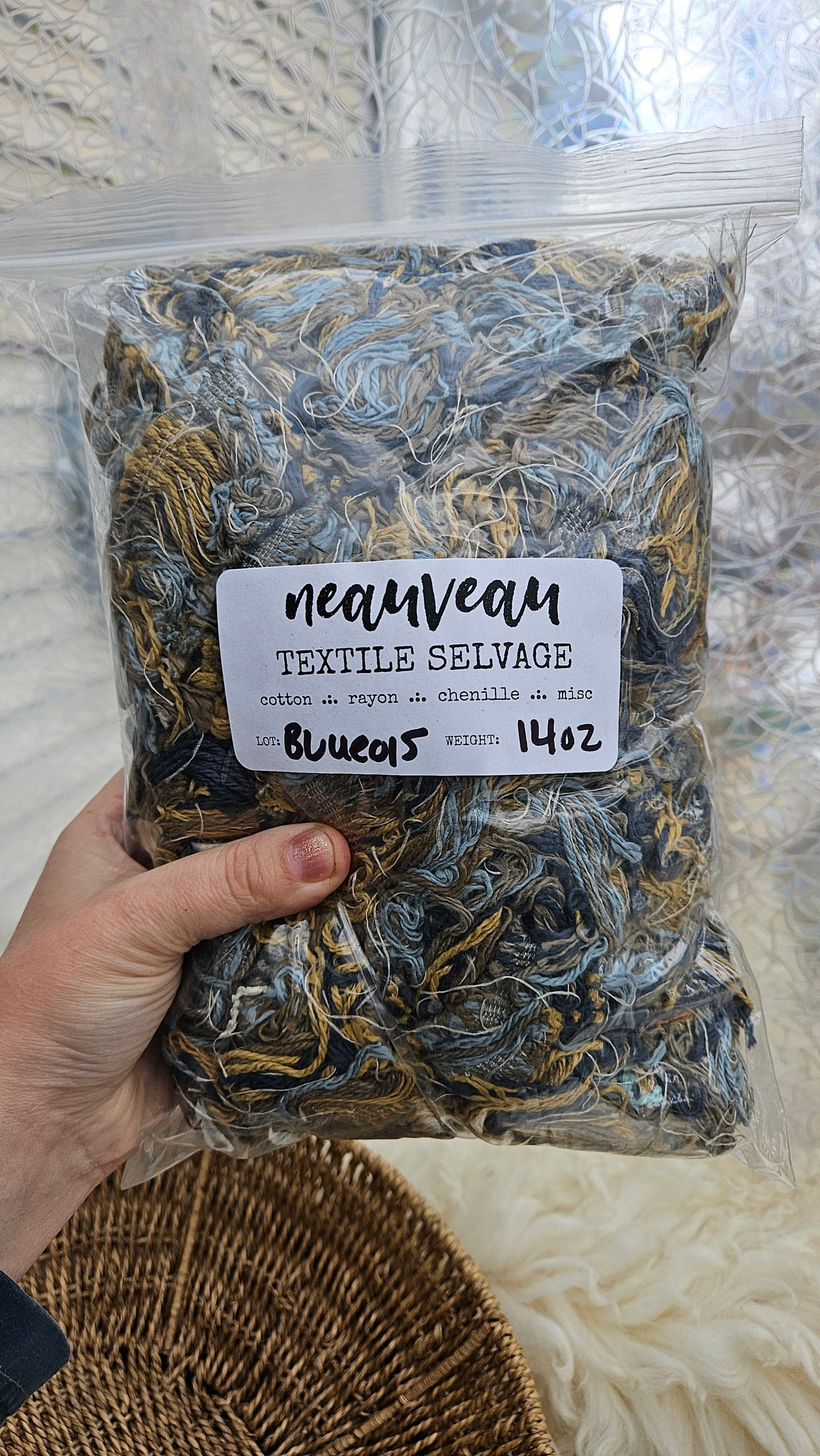 BLUE SELVAGE - rare American-made soft and thick textile selvedge for rug and art weaving and art yarn 14 oz | 015
