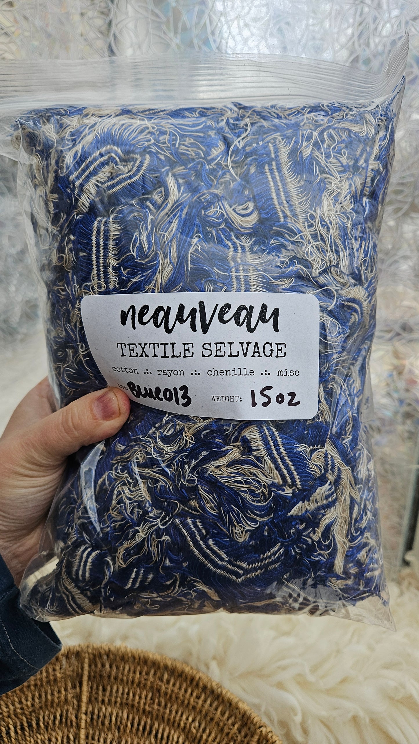 BLUE SELVAGE - rare American-made soft and thick textile selvedge for rug and art weaving and art yarn 15 oz | 013