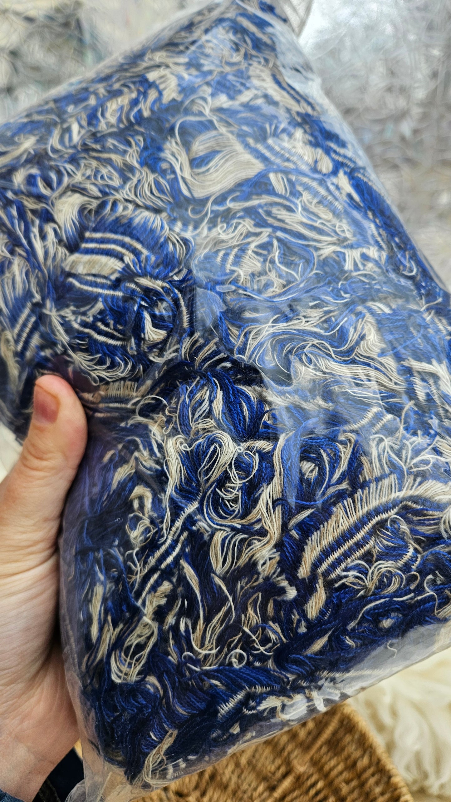 BLUE SELVAGE - rare American-made soft and thick textile selvedge for rug and art weaving and art yarn 15 oz | 013