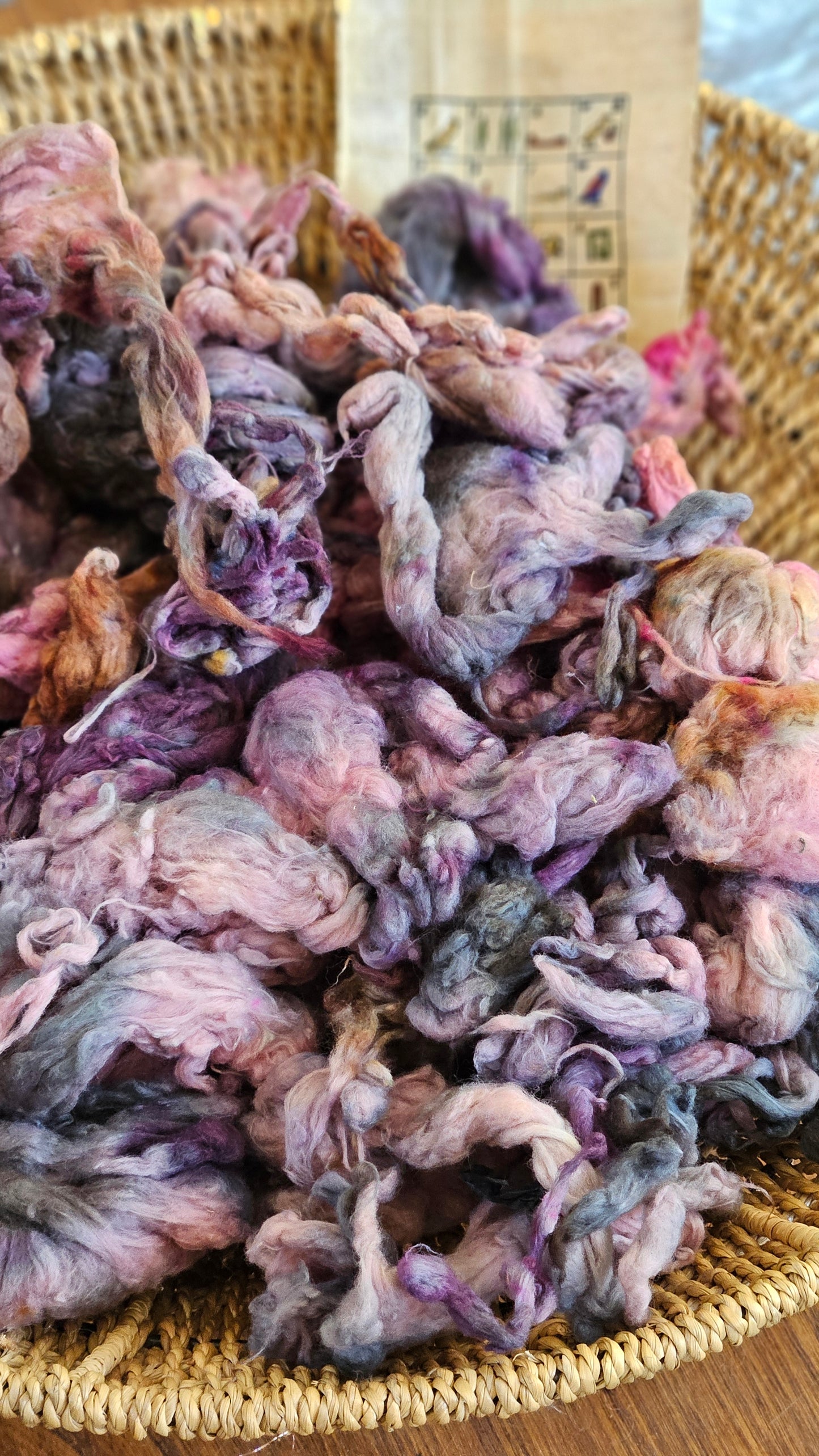 ABYDOS Hand-Dyed Organic Extra Fine Cotton Noil for fiber art, texture blending, and papermaking - 1 ounce | 28 grams