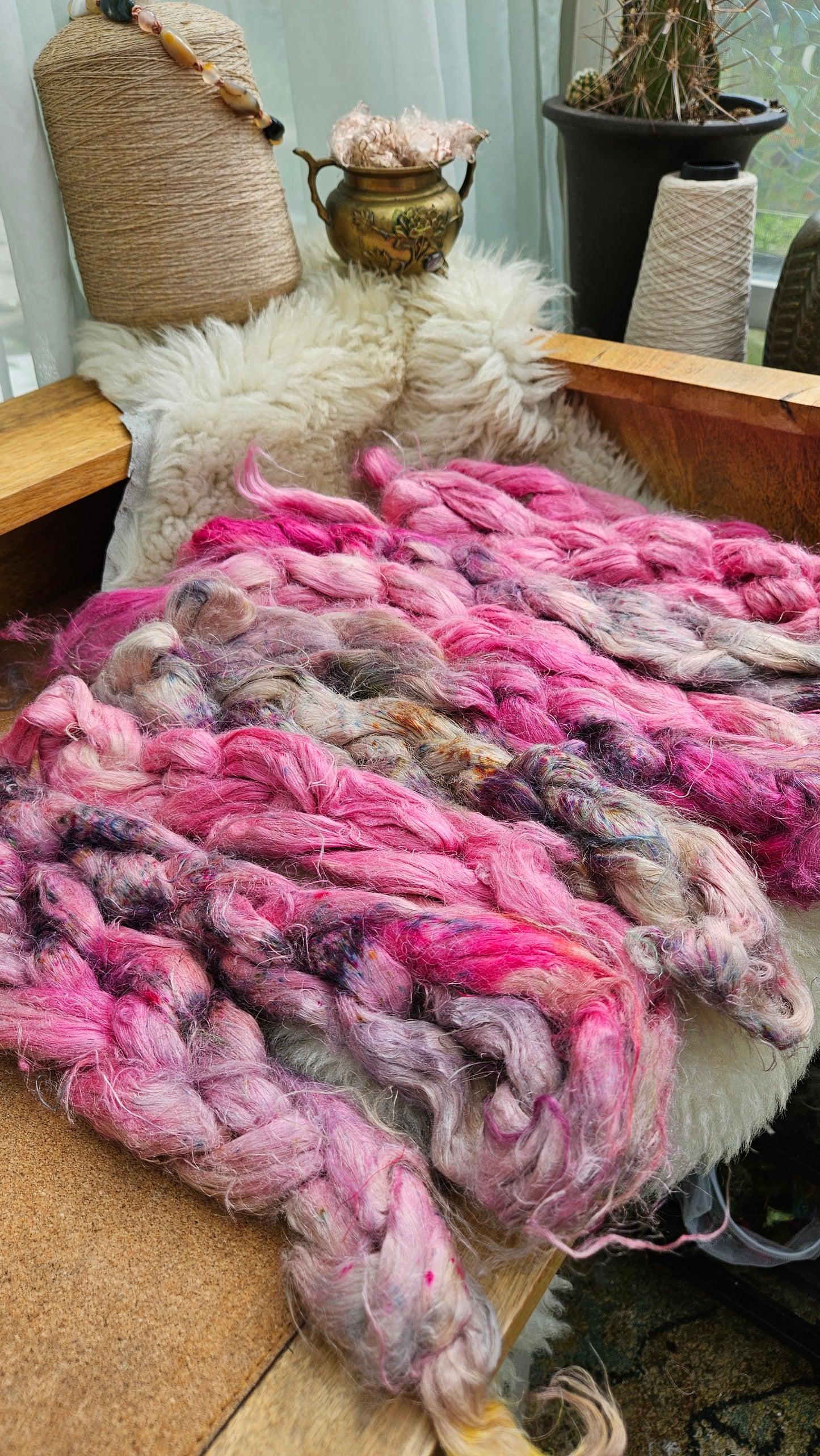 ISOLDE Hand-Dyed Fine Hemp for fiber art, texture blending, and papermaking - 2 ounces | 57 grams