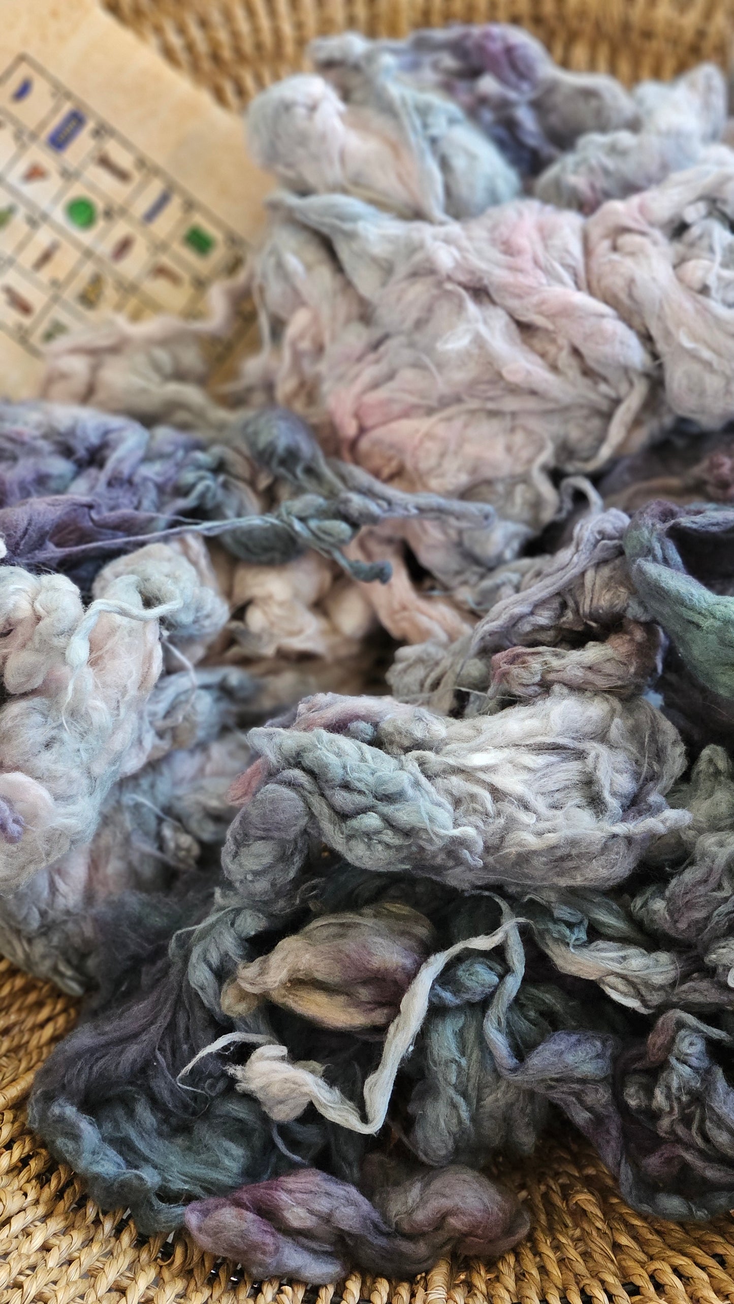 THOTH Hand-Dyed Organic Extra Fine Cotton Noil for fiber art, texture blending, and papermaking - 1 ounce | 28 grams