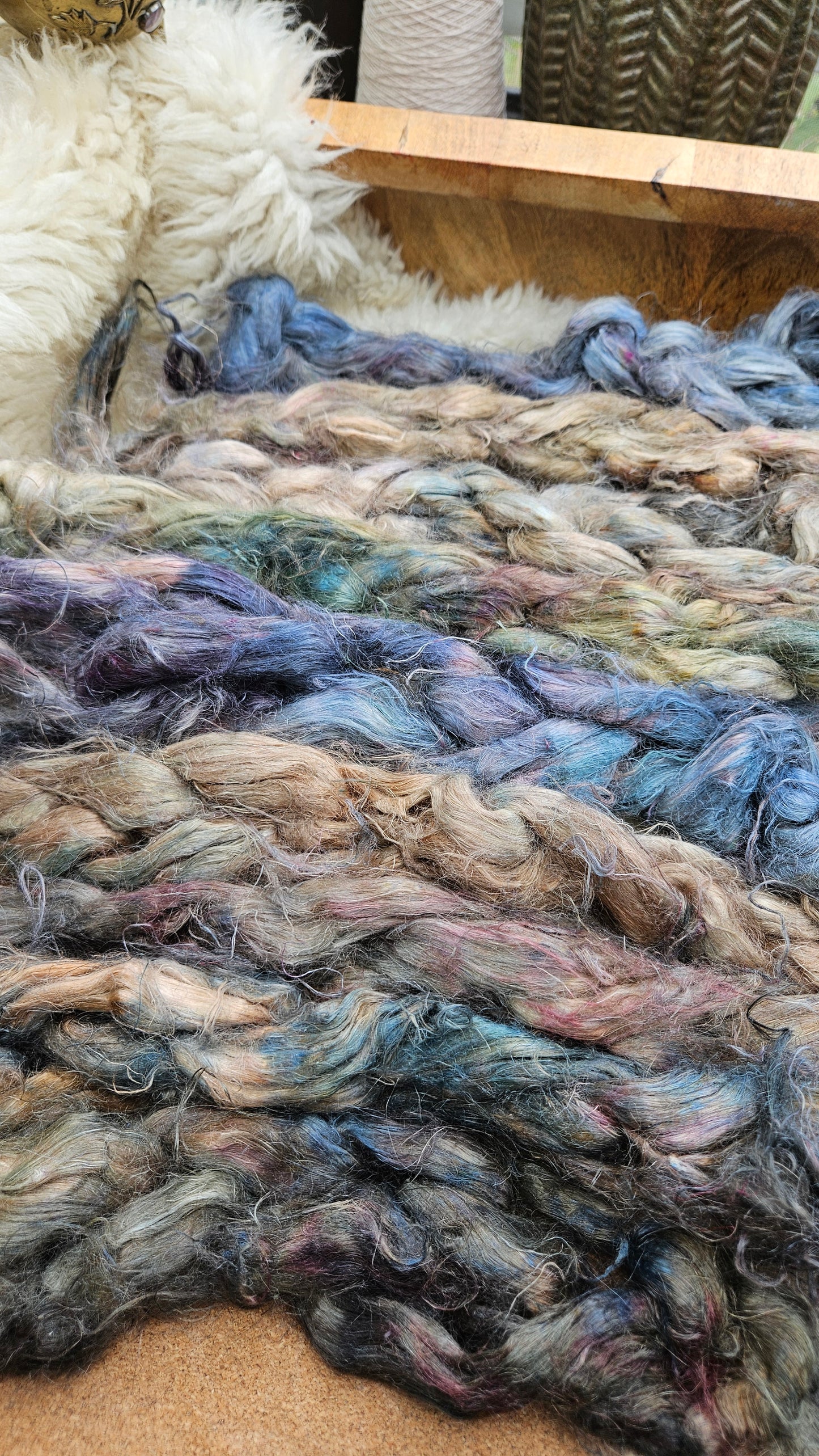 LANCELOT Hand-Dyed Fine Hemp for fiber art, texture blending, and papermaking - 2 ounces | 57 grams