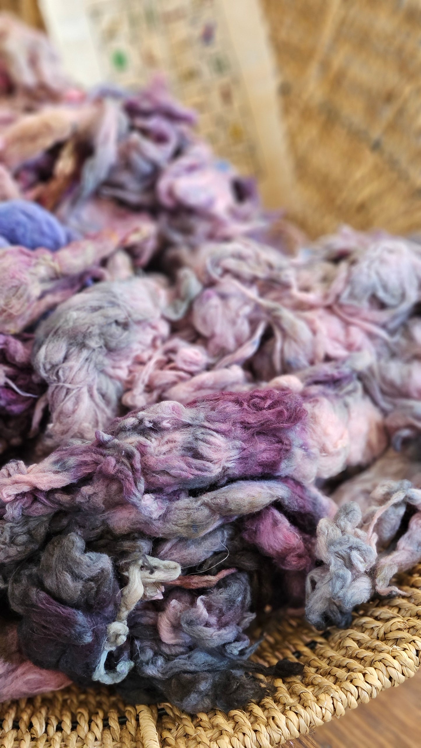 ABYDOS Hand-Dyed Organic Extra Fine Cotton Noil for fiber art, texture blending, and papermaking - 1 ounce | 28 grams