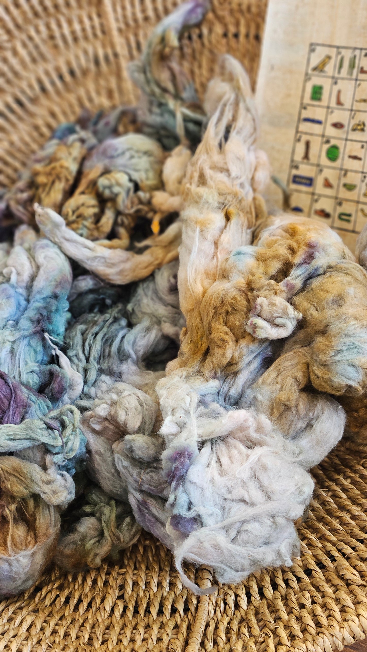 NILE Hand-Dyed Organic Extra Fine Cotton Noil for fiber art, texture blending, and papermaking - 1 ounce | 28 grams