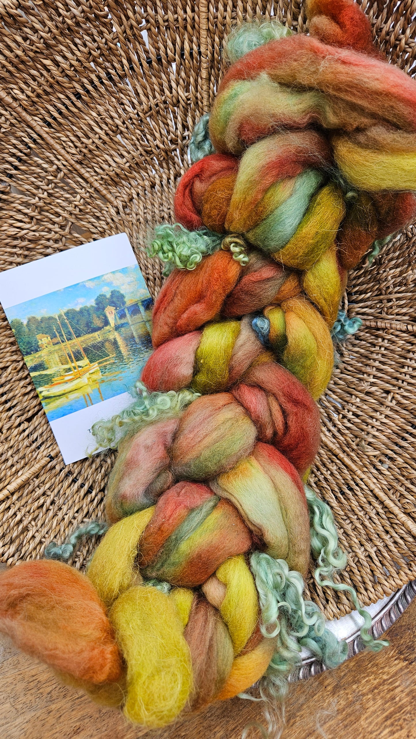 ART ROVING - hand-dyed Polwarth Churro BFL - Monet Bridge at Argenteuil Collection 103 - 4.5 oz