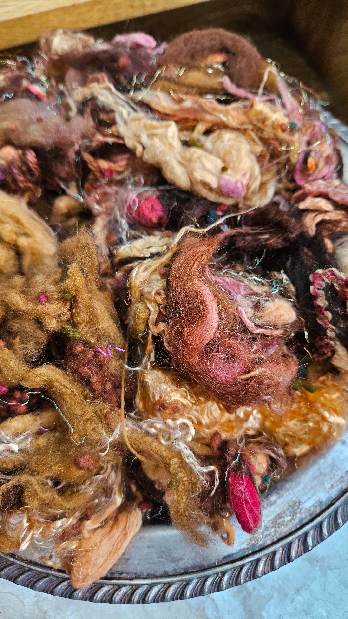 MIDSUMMER FIELDS - Hand-Dyed Alpaca Bamboo Texture Blend for art yarn embellishing, texture blending, felting, mixed media, and fiber art - 4 ounces | 114 grams