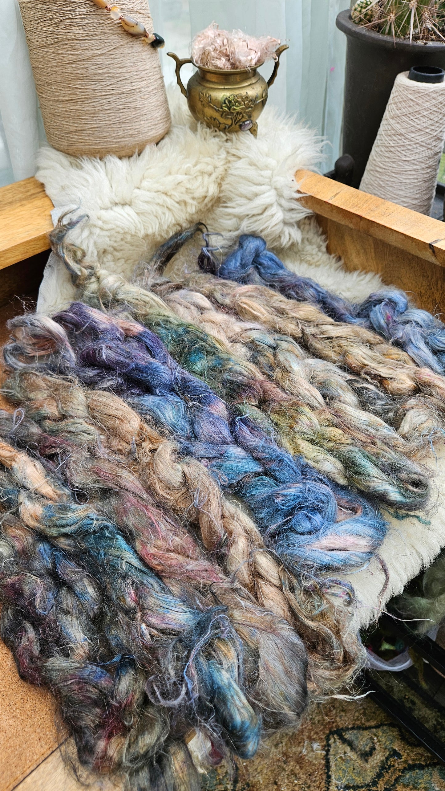 LANCELOT Hand-Dyed Fine Hemp for fiber art, texture blending, and papermaking - 2 ounces | 57 grams