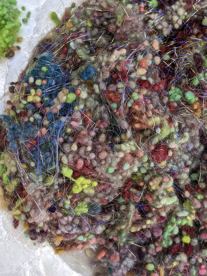 MARI - hand-dyed fine wool nepps with sparkle for fiber blending and felting - 1 oz | 28 g