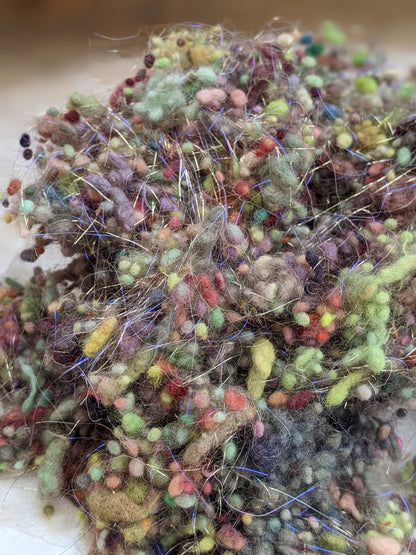 MARI - hand-dyed fine wool nepps with sparkle for fiber blending and felting - 1 oz | 28 g